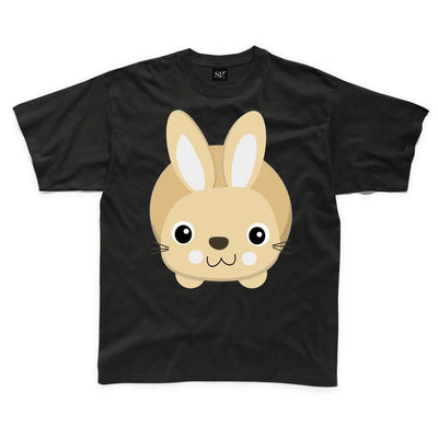 Cartoon Bunny Rabbit Brown Children's Unisex T Shirt 3-4 / Black