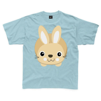 Cartoon Bunny Rabbit Brown Children's Unisex T Shirt 3-4 / Light Blue