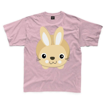 Cartoon Bunny Rabbit Brown Children's Unisex T Shirt 3-4 / Light Pink