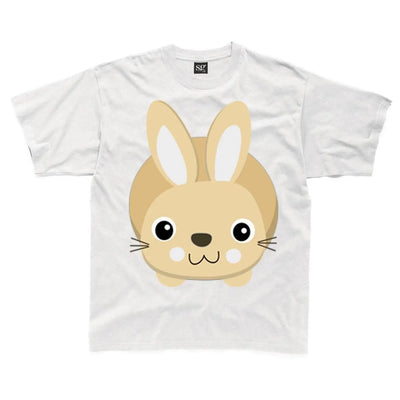 Cartoon Bunny Rabbit Brown Children's Unisex T Shirt 3-4 / White