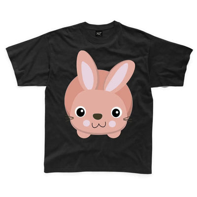 Cartoon Bunny Rabbit Pink Children's Unisex T Shirt 7-8 / Black
