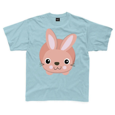 Cartoon Bunny Rabbit Pink Children's Unisex T Shirt 7-8 / Light Blue