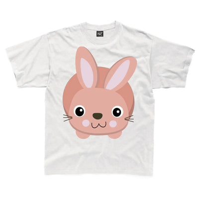 Cartoon Bunny Rabbit Pink Children's Unisex T Shirt 7-8 / White