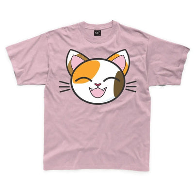 Cartoon Calico Cat Kitten Children's Unisex T Shirt 3-4 / Light Pink