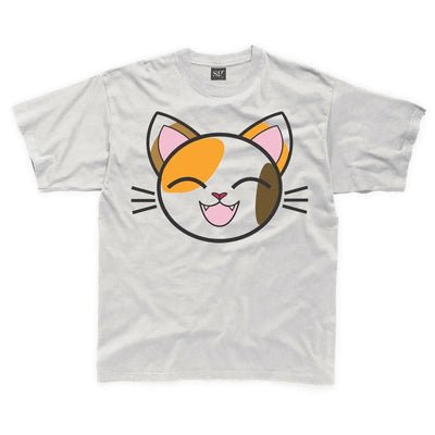 Cartoon Calico Cat Kitten Children's Unisex T Shirt 3-4 / White