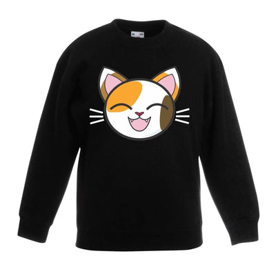 Cartoon Calico Cat Kitten Cute Animals Children's Toddler Kids Sweatshirt Jumper 5-6 / Black