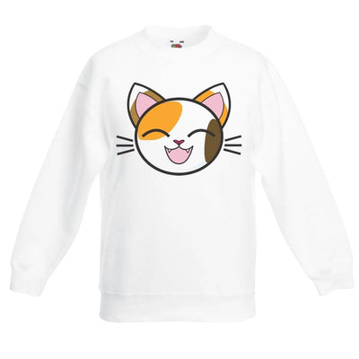 Cartoon Calico Cat Kitten Cute Animals Children's Toddler Kids Sweatshirt Jumper 5-6 / White