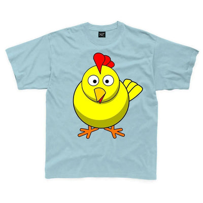 Cartoon Chicken Farm Yard Animal Children's Unisex T Shirt 9-10 / Light Blue