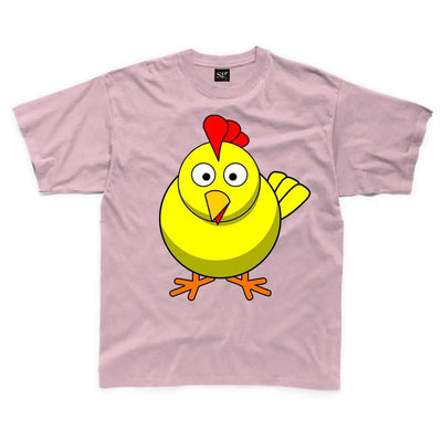 Cartoon Chicken Farm Yard Animal Children's Unisex T Shirt 9-10 / Light Pink