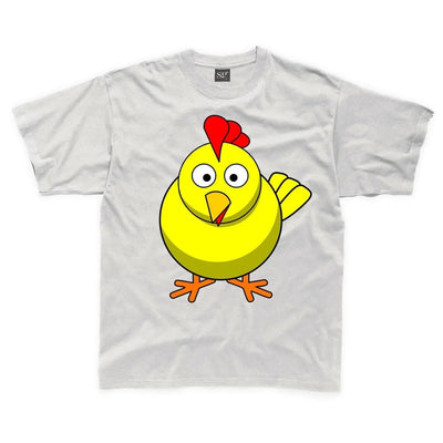 Cartoon Chicken Farm Yard Animal Children's Unisex T Shirt 9-10 / White