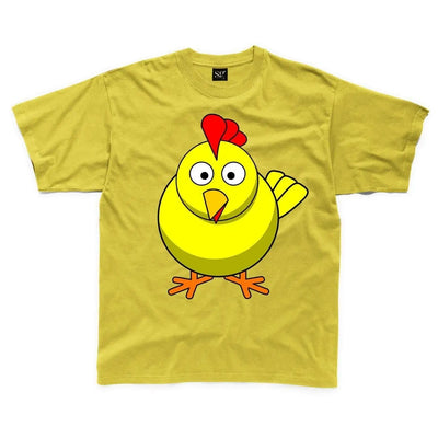 Cartoon Chicken Farm Yard Animal Children's Unisex T Shirt 9-10 / Yellow