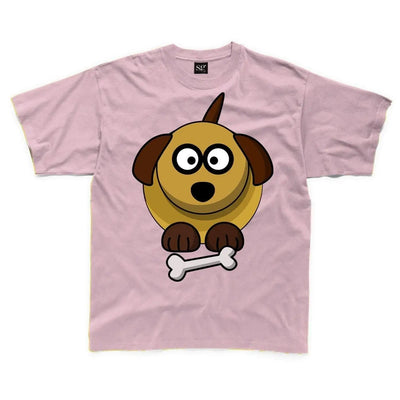 Cartoon Dog Puppy Children's Unisex T Shirt 11-12 / Light Pink