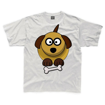Cartoon Dog Puppy Children's Unisex T Shirt 11-12 / White