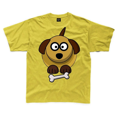 Cartoon Dog Puppy Children's Unisex T Shirt 11-12 / Yellow
