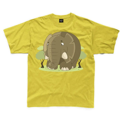 Cartoon Elephant Children's Unisex T Shirt 9-10 / Yellow