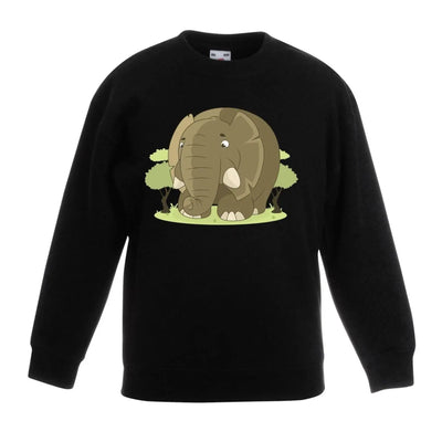 Cartoon Elephant Cute Animals Children's Toddler Kids Sweatshirt Jumper 12-13 / Black