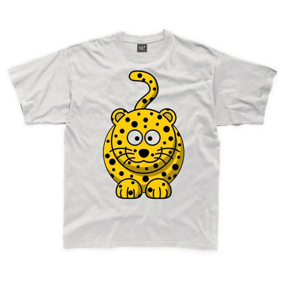 Cartoon Leopard Children's Unisex T Shirt 7-8 / White