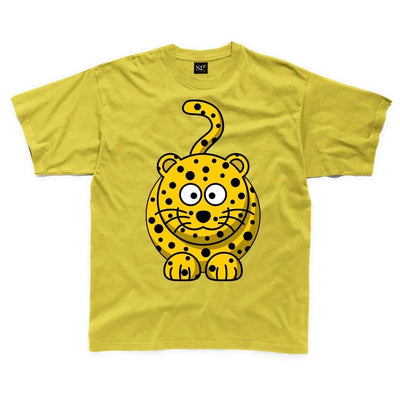 Cartoon Leopard Children's Unisex T Shirt 7-8 / Yellow