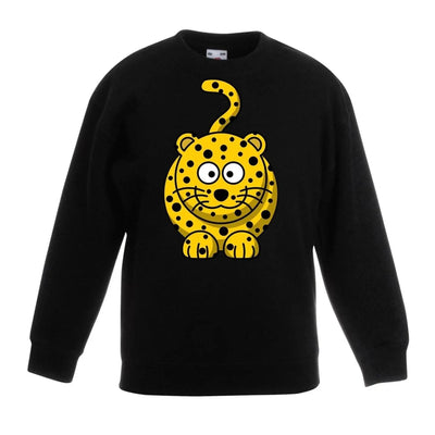 Cartoon Leopard Cute Animals Children's Toddler Kids Sweatshirt Jumper 12-13 / Black