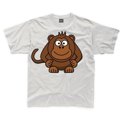 Cartoon Monkey Children's Unisex T Shirt 3-4 / White