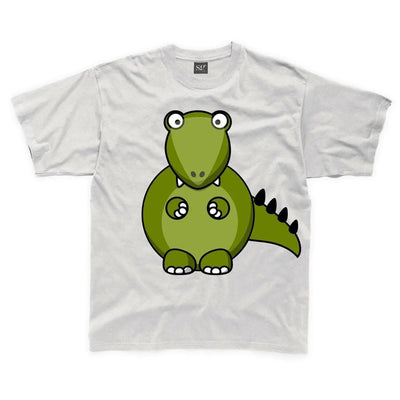 Cartoon T Rex Dinosaur Children's Unisex T Shirt 3-4 / White