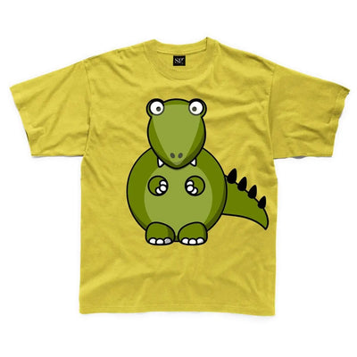 Cartoon T Rex Dinosaur Children's Unisex T Shirt 3-4 / Yellow