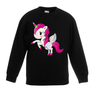 Cartoon Unicorn Fantasy Animals Children's Toddler Kids Sweatshirt Jumper 5-6 / Black