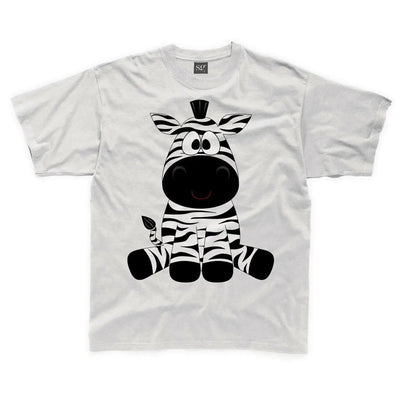 Cartoon Zebra Children's Unisex T Shirt 7-8