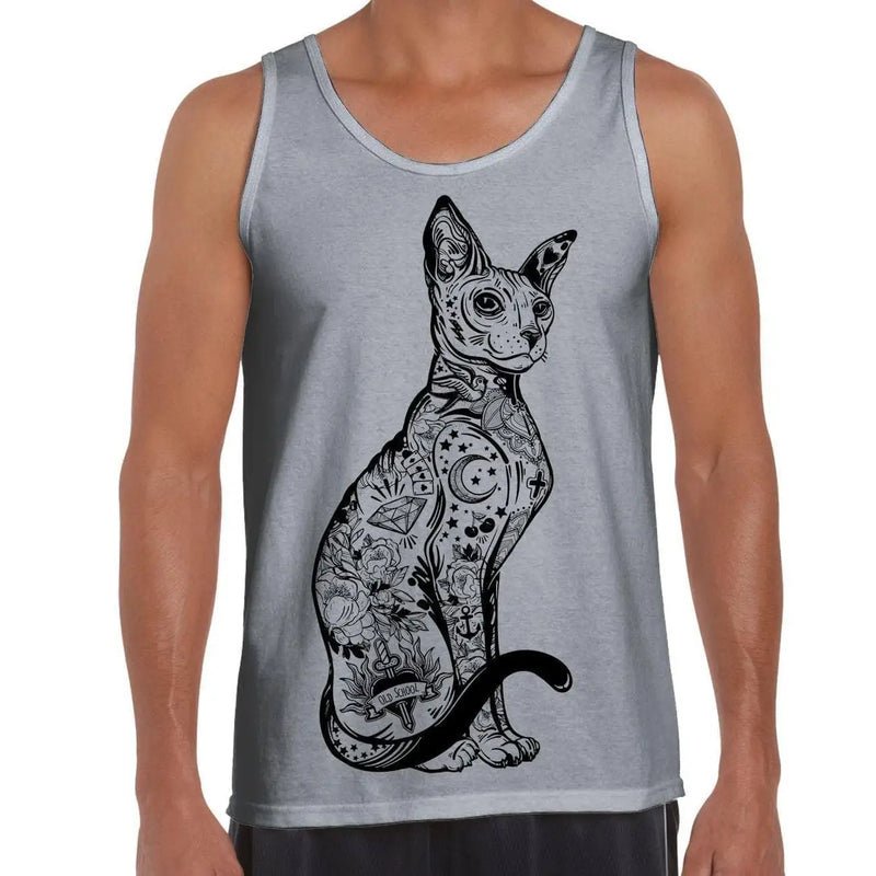 Cat With Tattoos Hipster Large Print Men&
