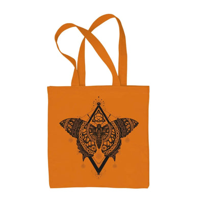 Celtic Butterfly Design Tattoo Hipster Large Print Tote Shoulder Shopping Bag Orange