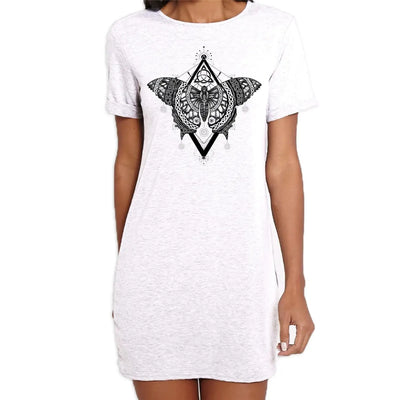 Celtic Butterfly Design Tattoo Hipster Large Print Women's T-Shirt Dress Small