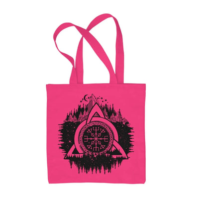Celtic Knot Forest Design Tattoo Hipster Large Print Tote Shoulder Shopping Bag Hot Pink