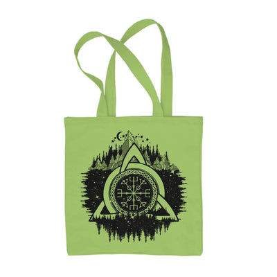 Celtic Knot Forest Design Tattoo Hipster Large Print Tote Shoulder Shopping Bag Lime Green