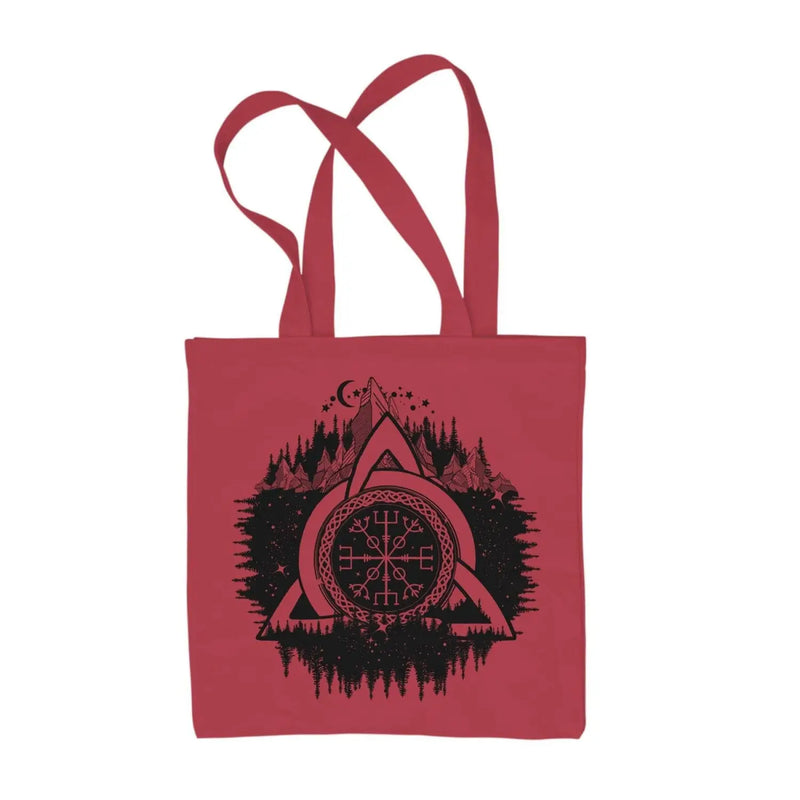 Celtic Knot Forest Design Tattoo Hipster Large Print Tote Shoulder Shopping Bag Red