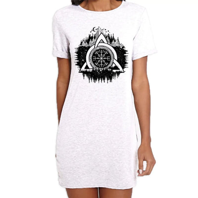 Celtic Knot Forest Design Tattoo Hipster Large Print Women's T-Shirt Dress XL