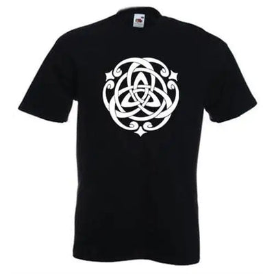 Celtic Knot White Print Mens T-Shirt XL / Black