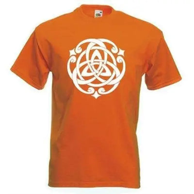 Celtic Knot White Print Mens T-Shirt XL / Orange