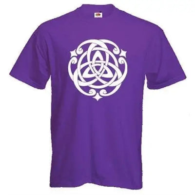 Celtic Knot White Print Mens T-Shirt XL / Purple
