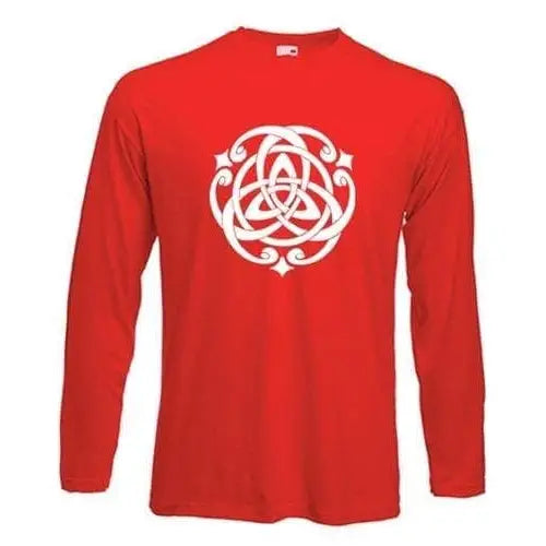 Celtic Knot White Print Long Sleeve T-Shirt L / Red