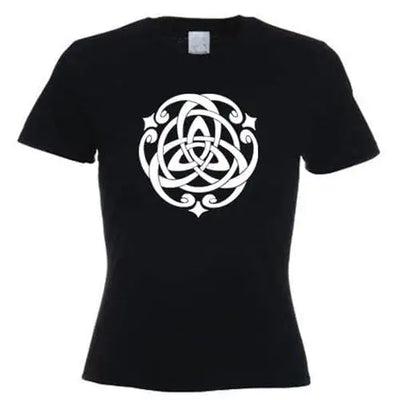 Celtic Knot White Print Women's T-Shirt XL / Black