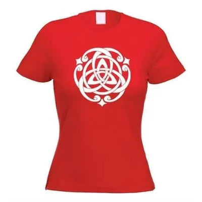 Celtic Knot White Print Women's T-Shirt XL / Red