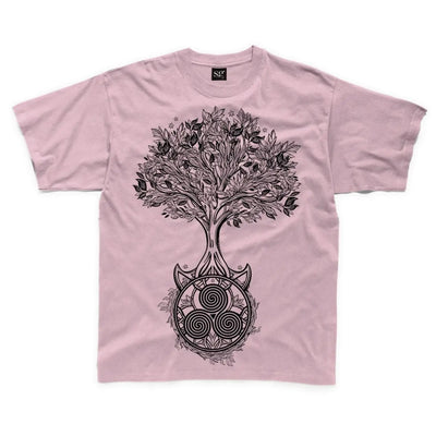 Celtic Spiral Tree of Life Large Print Kids Children's T-Shirt 3-4 / Pink