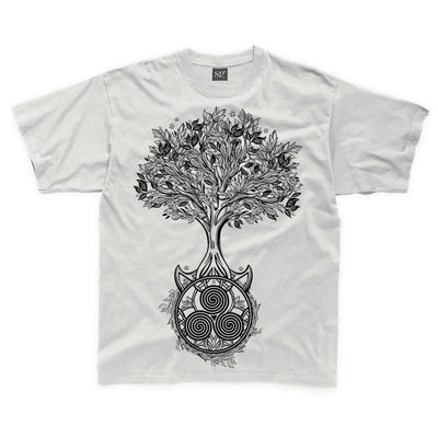Celtic Spiral Tree of Life Large Print Kids Children's T-Shirt 3-4 / White