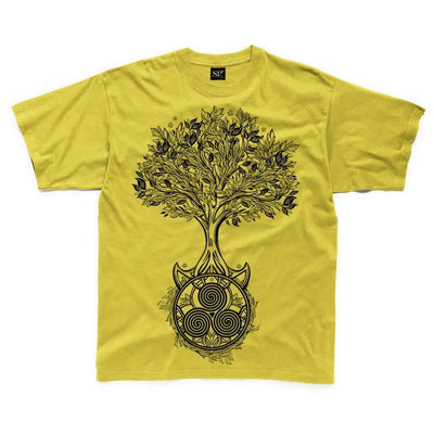 Celtic Spiral Tree of Life Large Print Kids Children's T-Shirt 3-4 / Yellow
