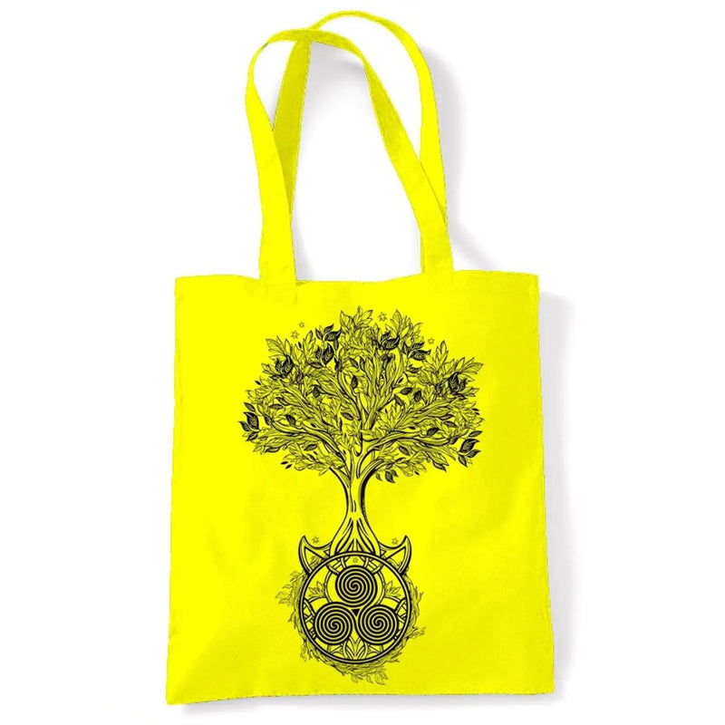Celtic Spiral Tree of Life Large Print Tote Shoulder Shopping Bag