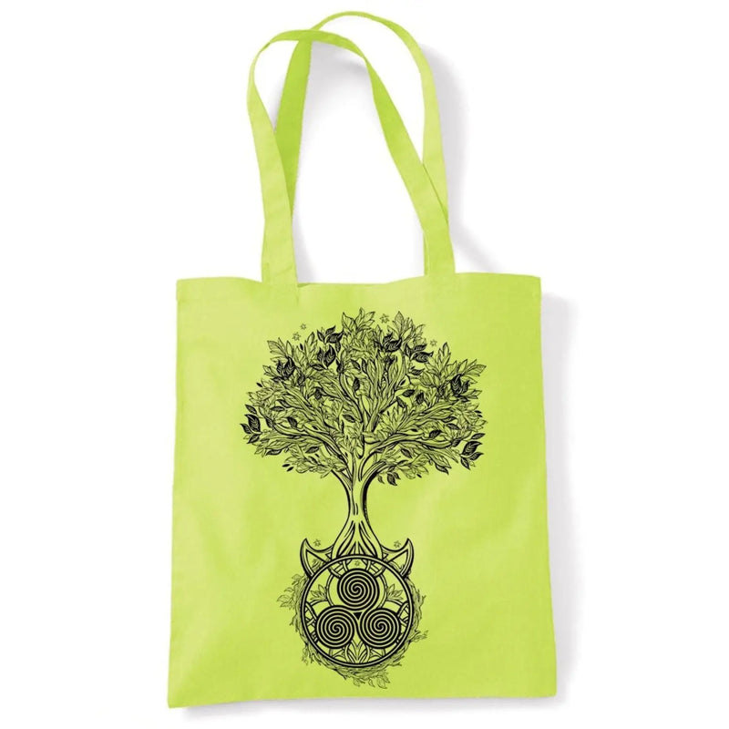 Celtic Spiral Tree of Life Large Print Tote Shoulder Shopping Bag