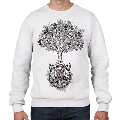 Celtic Spiral Tree of Life Men's Sweatshirt Jumper L / White