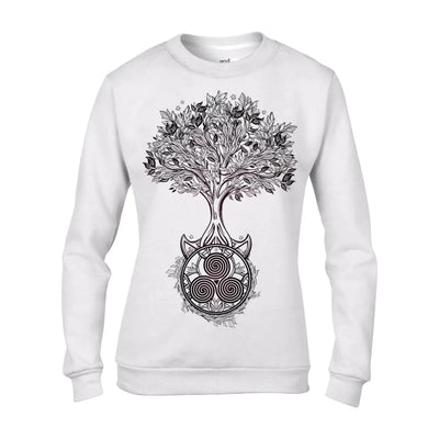 Celtic Spiral Tree of Life Women's Sweatshirt Jumper L / White