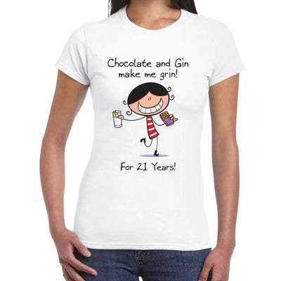 Chocolate & Gin Make Me Grin Women's 21st Birthday Present T-Shirt L