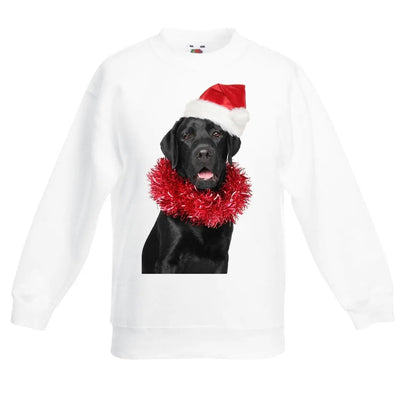 Christmas Black Labrador with Santa Hat Childrens Kids Sweatshirt Jumper 9-11